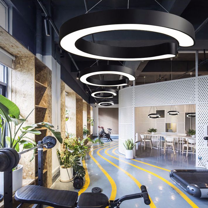 Minimalist C Shaped Hanging Lighting Acrylic Office LED Commercial Pendant Light Fixture