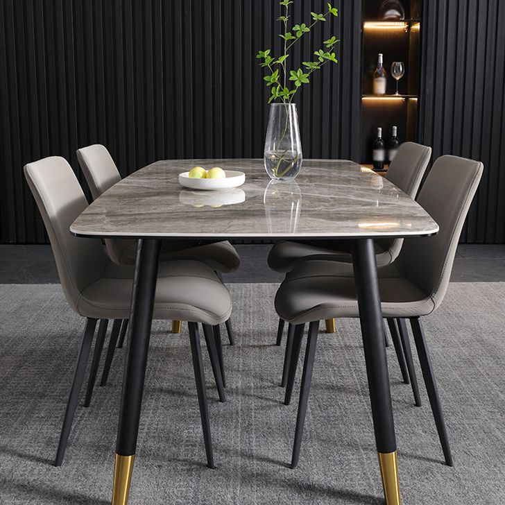 Minimalist Style Faux Leather Dining Chairs Solid Back Armless Side Chairs (Set of 2)