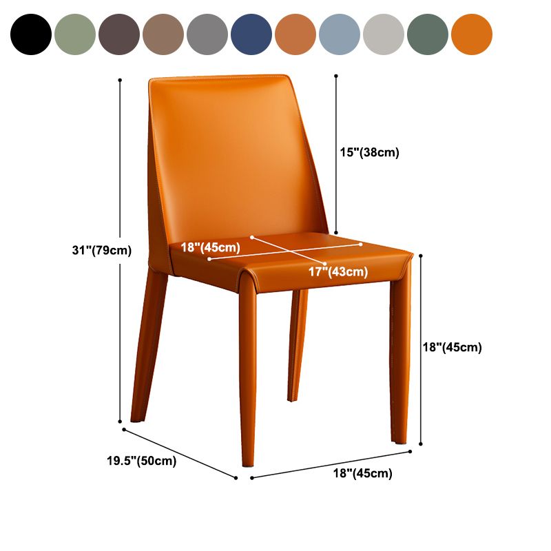 Contemporary Leather Dining Chair Parsons Chair in Matte Finish for Kitchen