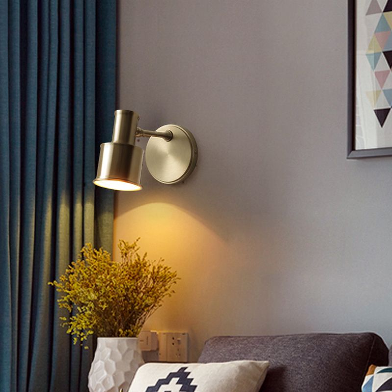 1-Light Simplicity Brass Wall Sconce Angle Adjustable Design Postmodern Style Wall Mount Light for Bedroom