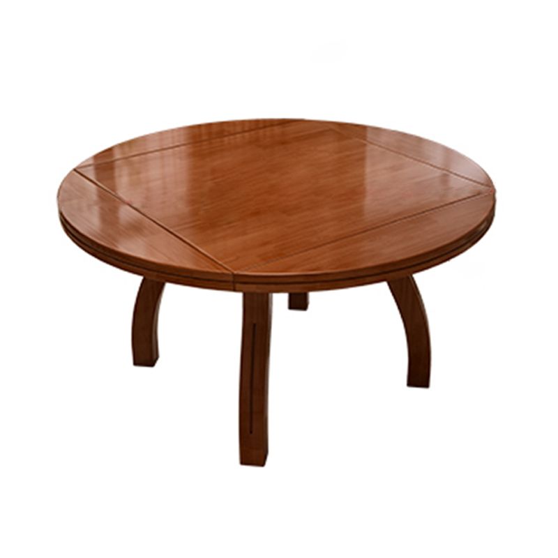Modern Rubberwood Dinner Table Round 4 Legs Drop-Leaf Table for Home Use
