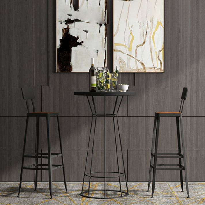 Modern Round Bar Stool and Table Set 1/2/3 Pieces Metal and Wood Pub Set