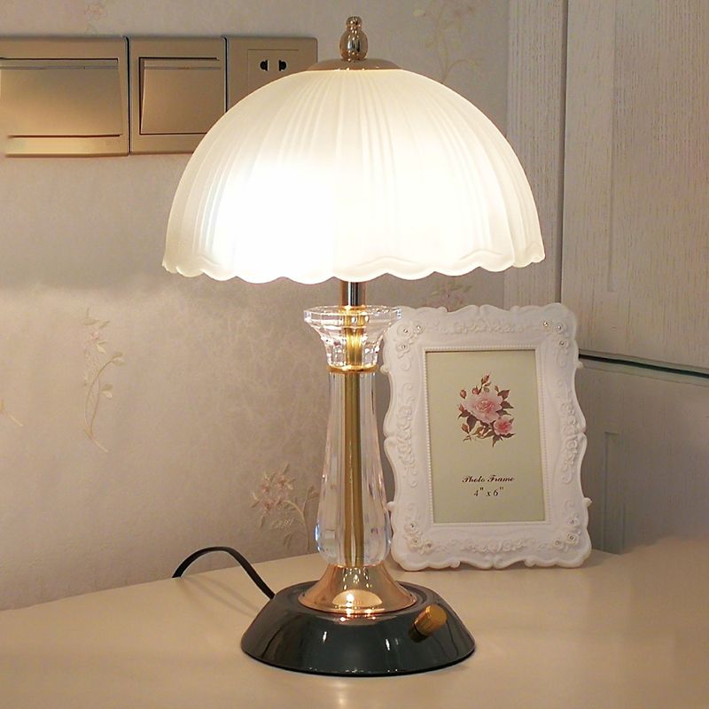 Glass Hemisphere Nightstand Lamp Minimalist 2-Light Table Light for Bedroom