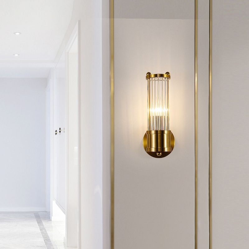 Multi-Light Cylinder Wall Light Sconce Modern Style Crystal Wall Lighting