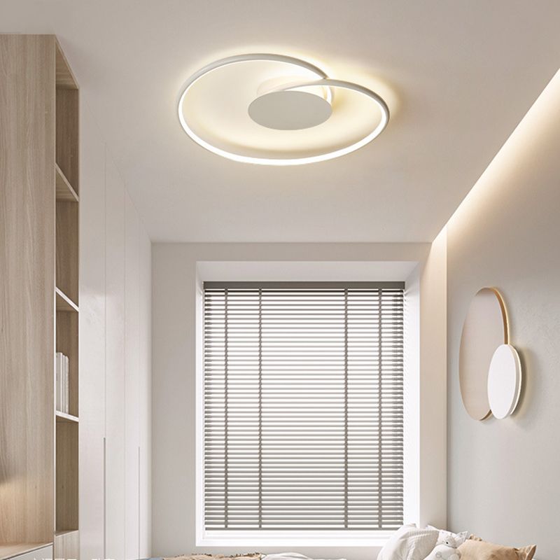 Metal Geometric Flush Light Simple 1 Light Flush Lighting in White