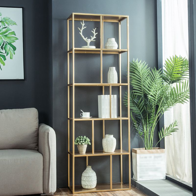Open Back Bookcase Glam Style Bookshelf for Home Office and Study Room