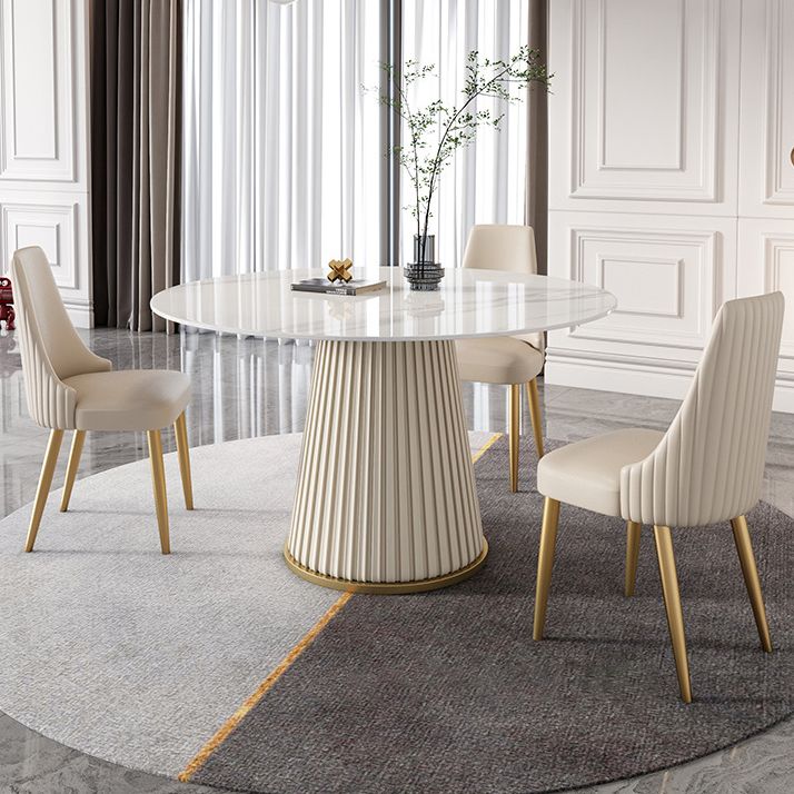 1/2/4/7 Pcs White Dining Table Set with Sintered Stone Top Table Furniture Set