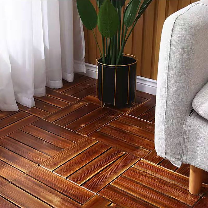 4-Slat Wood Floor Tiles Interlocking Installation Floor Board Tiles