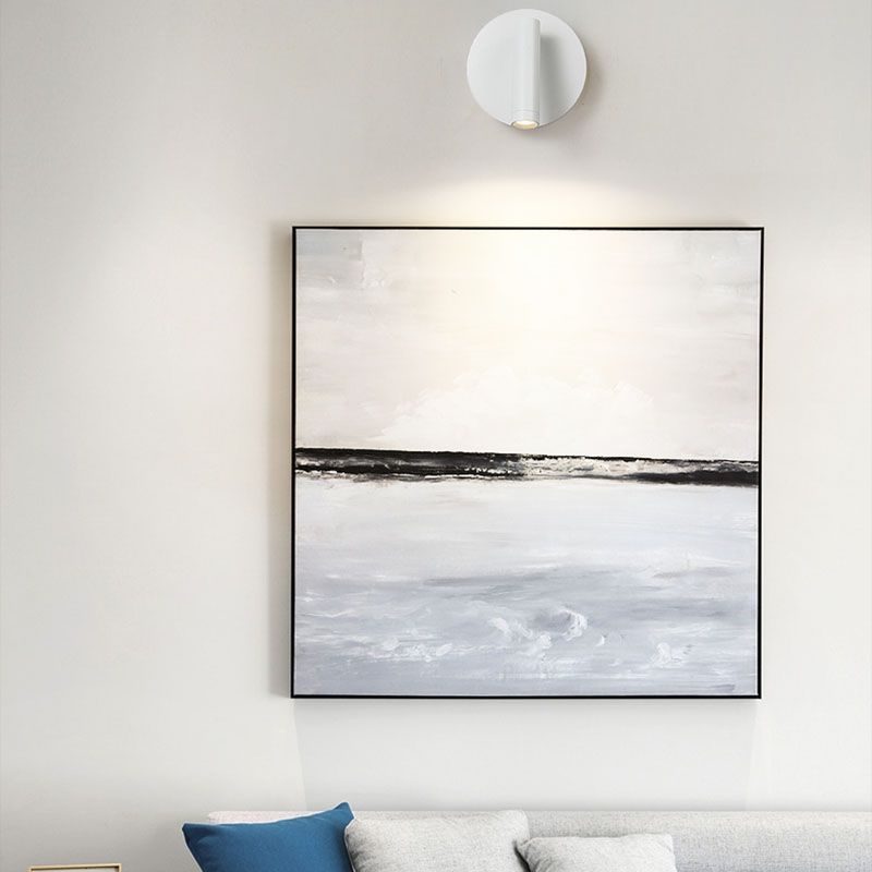 Splock de pared de metal negro con interruptor de luz de pared círculo de 1 luz para el dormitorio para el dormitorio