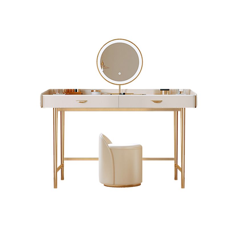 Glam Glossy Makeup Vanity Set with Drawer in White for Bedroom