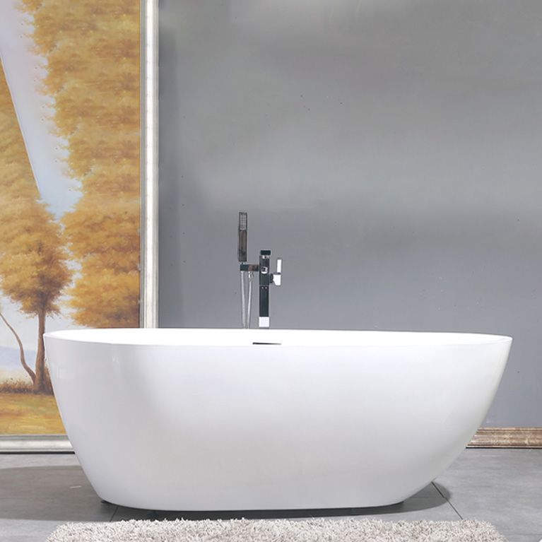 Freestanding Soaking Bathtub White Center Drain Acrylic Bath Tub