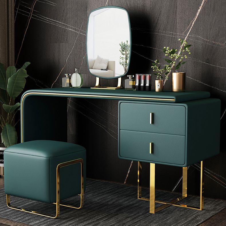 Glam Make-up Vanity with 2 Storage Drawers 20.47" Wide Faux Leather Dresser