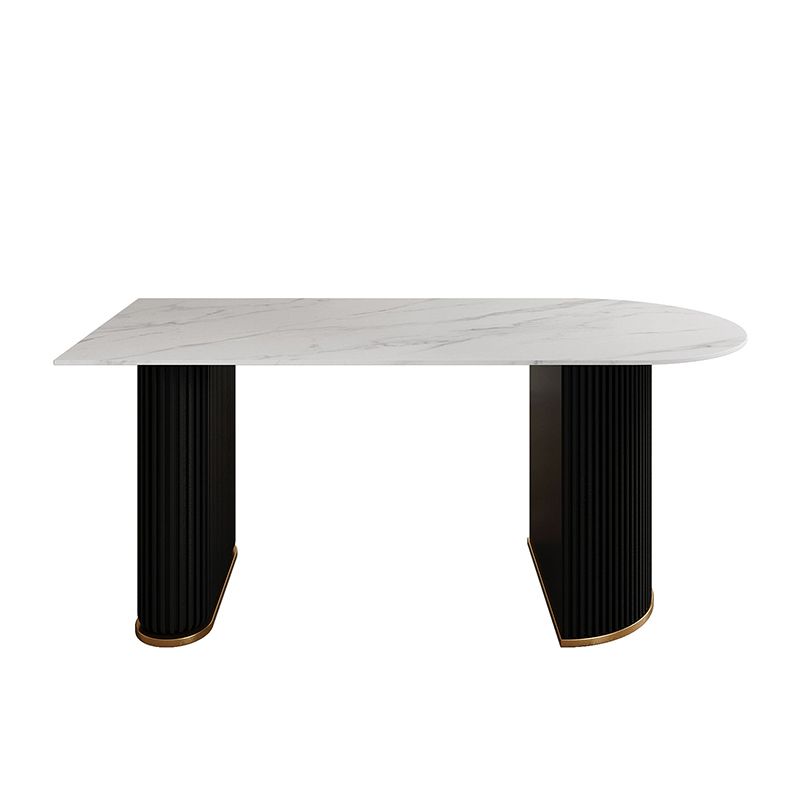 Free Form Sintered Stone Table for Restaurant Luxury Table with Double Pedestal
