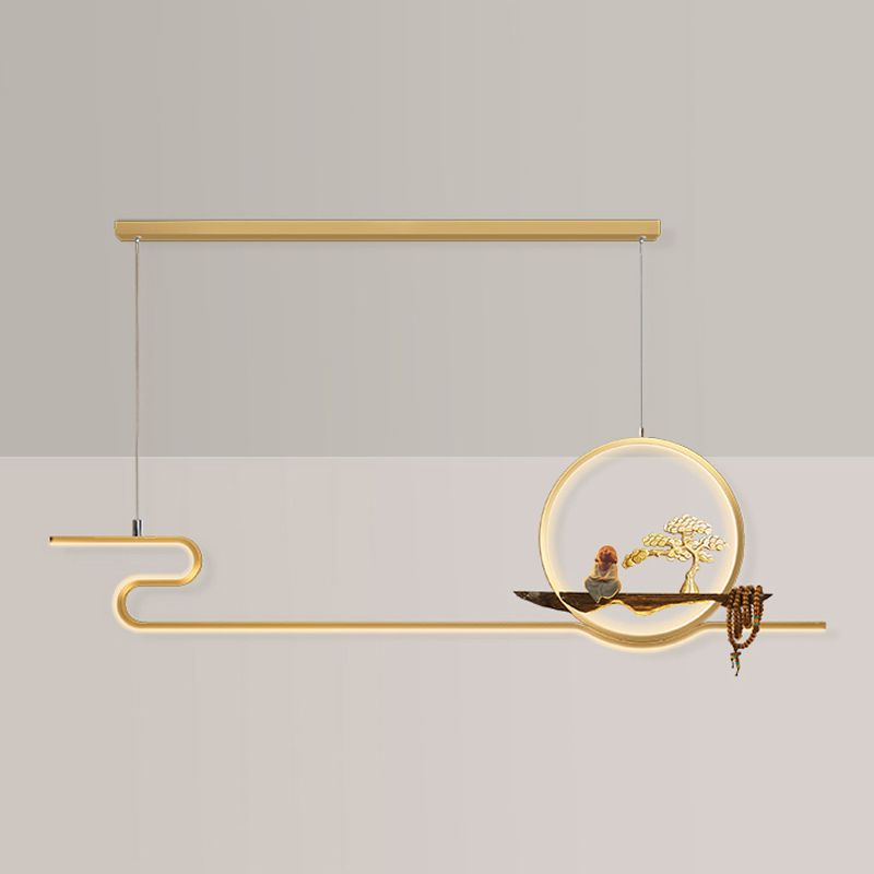 Contemporary Kitchen Pendant Lights Linear Hanging Light Fixtures Metal 2 Light