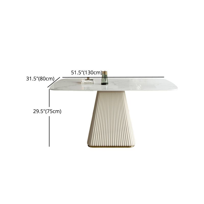 Nordic 1/2/5/7 Pieces Dining Set Sintered Stone White Table with Leather Chairs Dining Set