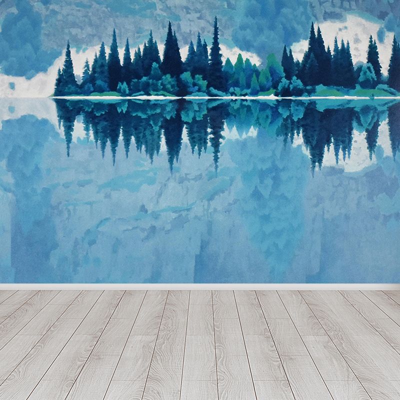 Trees and Lake Wall Mural Contemporary Decorative Girls Room Wall Covering, Custom Printed