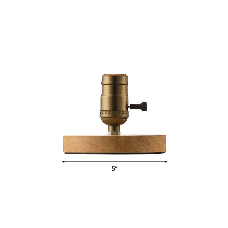 Wooden Circular Base Table Light with Exposed Bulb Farmhouse 1 Light Bedside Standing Lamp in Brass