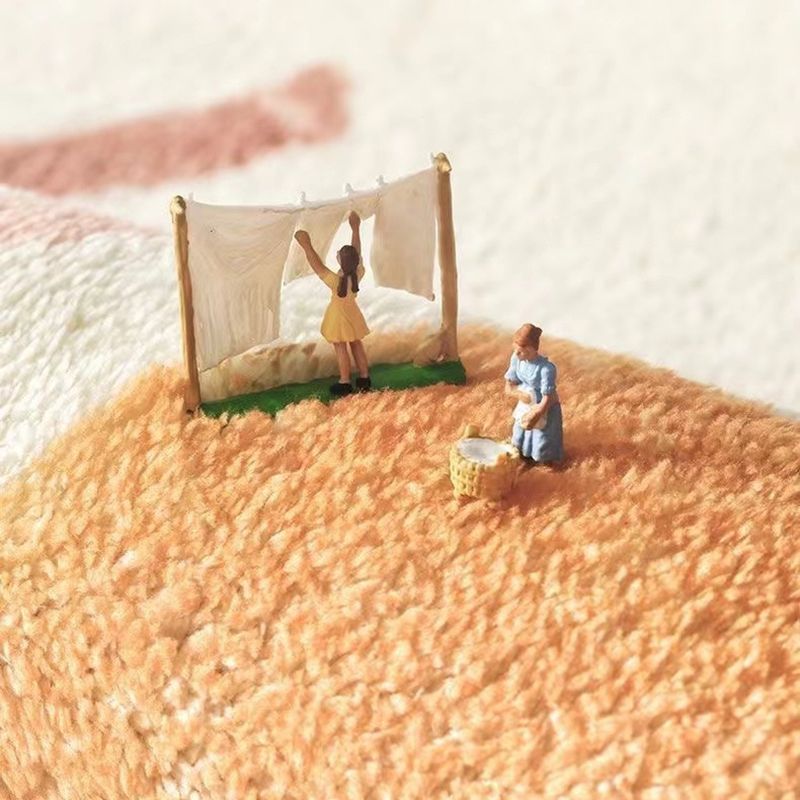 Modern Colorblock Rug Polyester Rug Friendly Washable Non-Slip Area Rug for Living Room