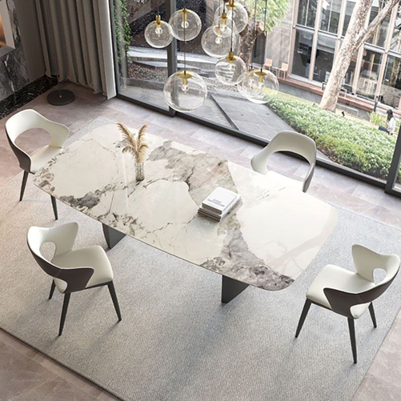 1/2/5/6/7 Pieces Dining Set Modern Sintered Stone Dining Table set with Leather Chairs