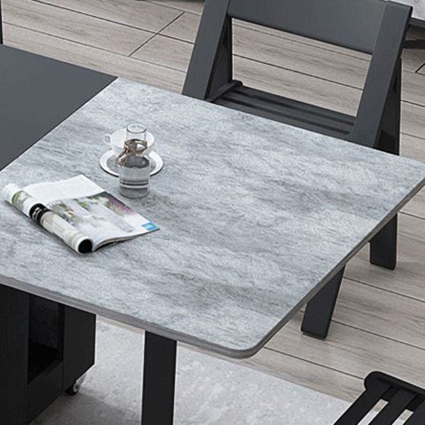 Moderne moderne rechthoekige eettafel drop-bladtafel met vaste houten basis met vaste houten basis