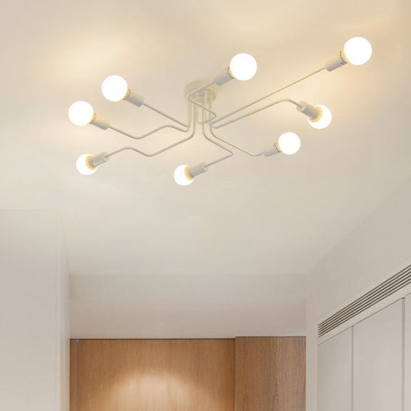 Retro techo expuesto con lámparas semiincorporadas de metal ligero incrustadas 4 / 6, con diseño de latón antiguo / Sputnik negro