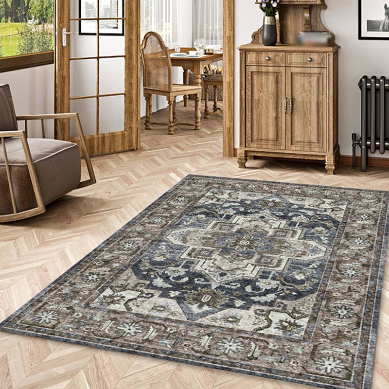 Grijs medaillon RUG POLYESTER Vintage binnen tapijt wasbaar tapijt voor binnenruimte