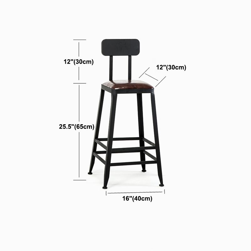 Dining Room Industrial Style Leather Barstool Iron 4 Legs Bar Stool with Pedal