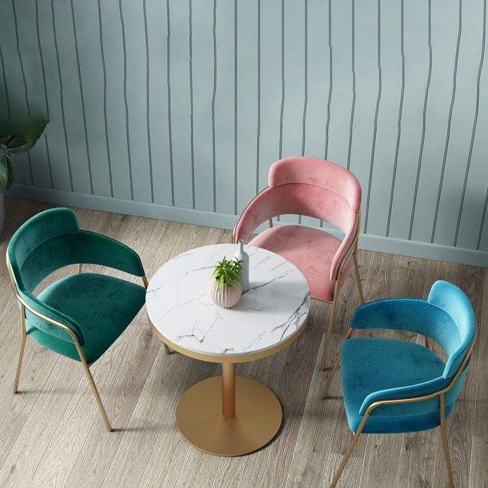 1/3/4/5 Pcs Metal Scandinavian Dining Room Set with Round Dinning Table Dinette Set