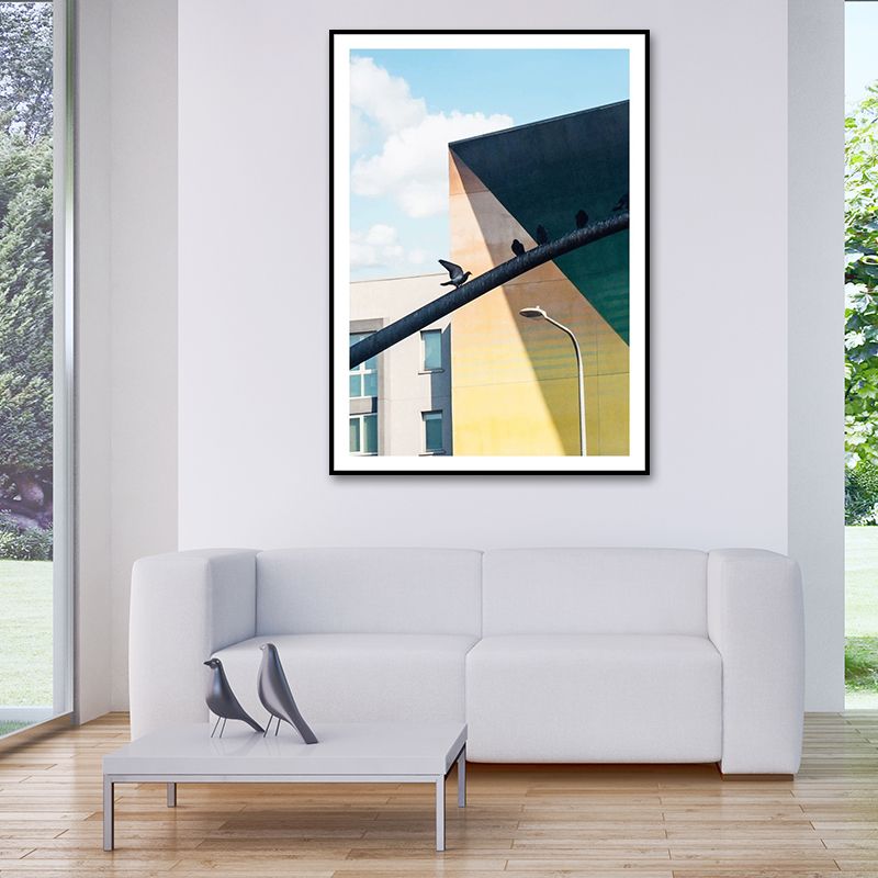 House Close-Up View Painting Canvas Pastel Color Contemporary Wall Art for Home