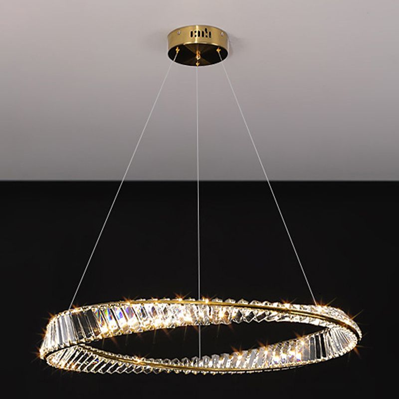 Kreis Decke Kronleuchter einfacher LED -Kronleuchterbeleuchtung mit Kristallschatten