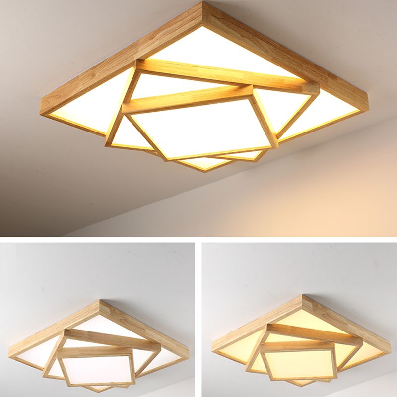 Modern Multi-head Ceiling Mount Light Fixtures Wooden Flush Mounted Ceiling Light