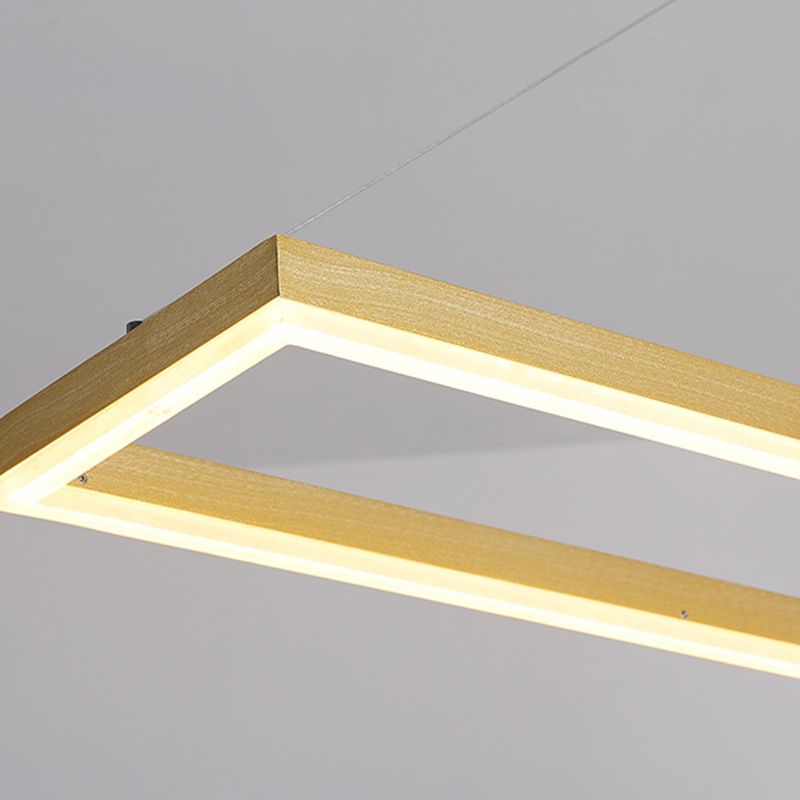 Minimalist Dining Room Island Lamp Aluminum Rectangular LED Pendant Light Fixture