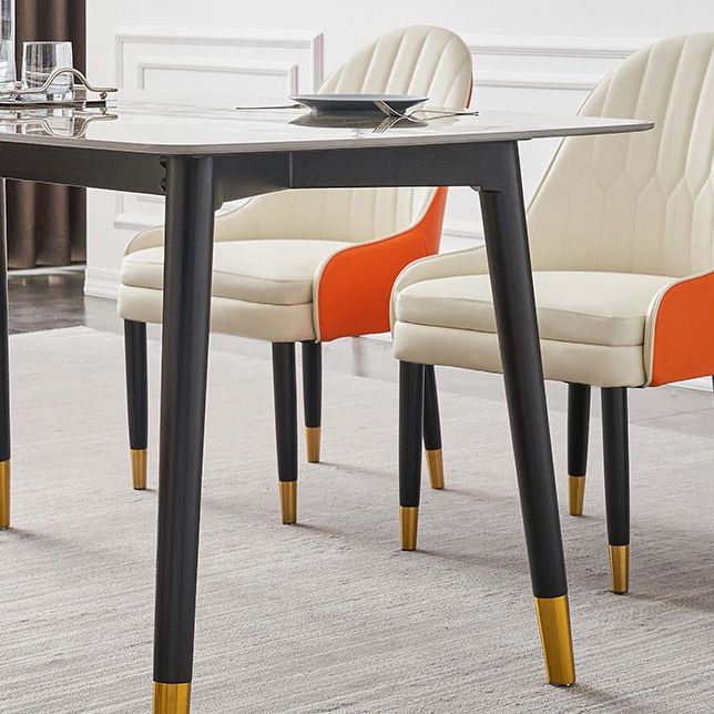 Rectangle Shape Luxury Dining Table Two-Color Fixed Table with Sintered Stone