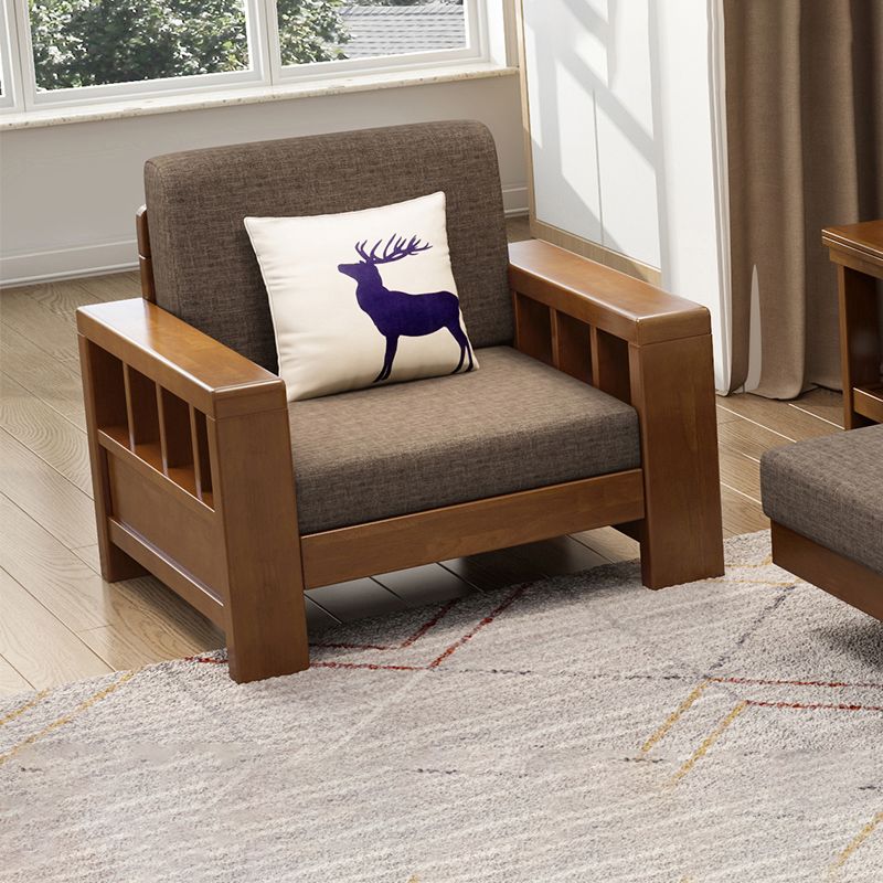 Rubberwood Contemporary Slipcovered Square Arm Sofa for Living Room