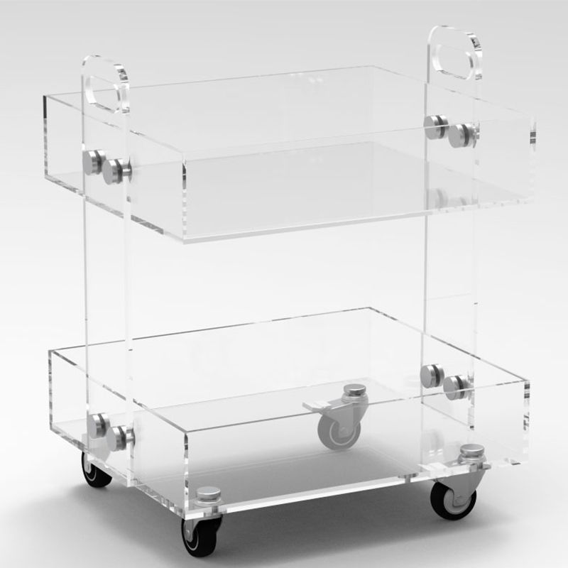 Ultra-Modern Plastic Rectangular End Table Double Tier Corner Table with Storage