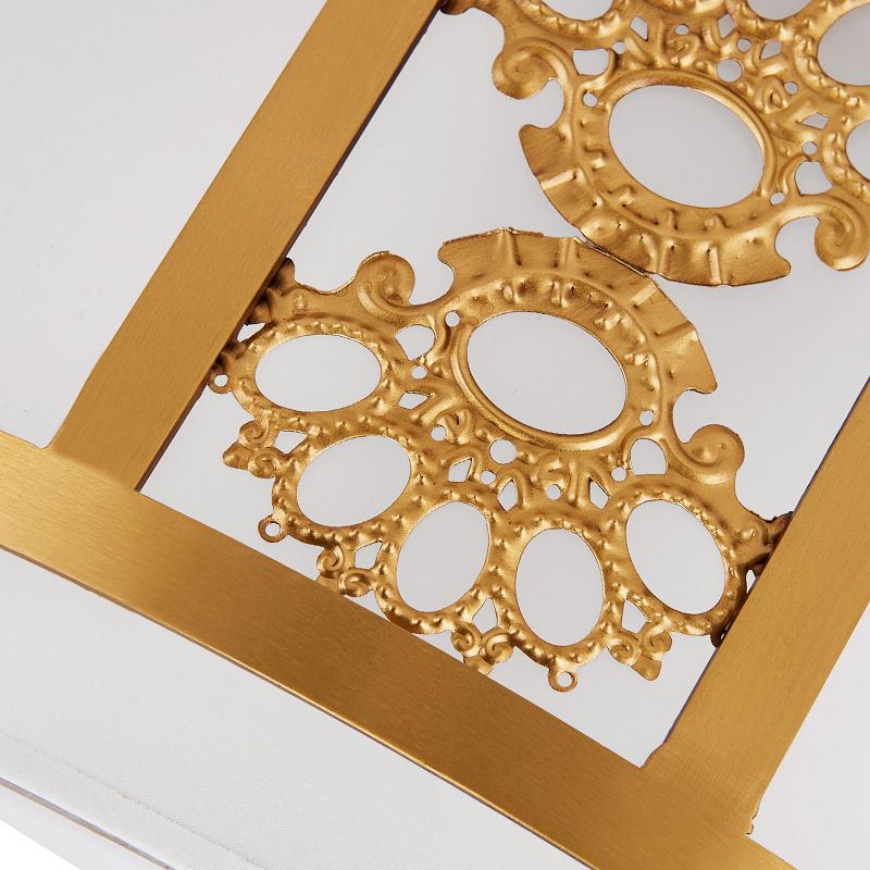 Brass Relief Design American Rustic Ceiling Light Drum Shaped Acrylic Shade Living Room Lighting Fixture