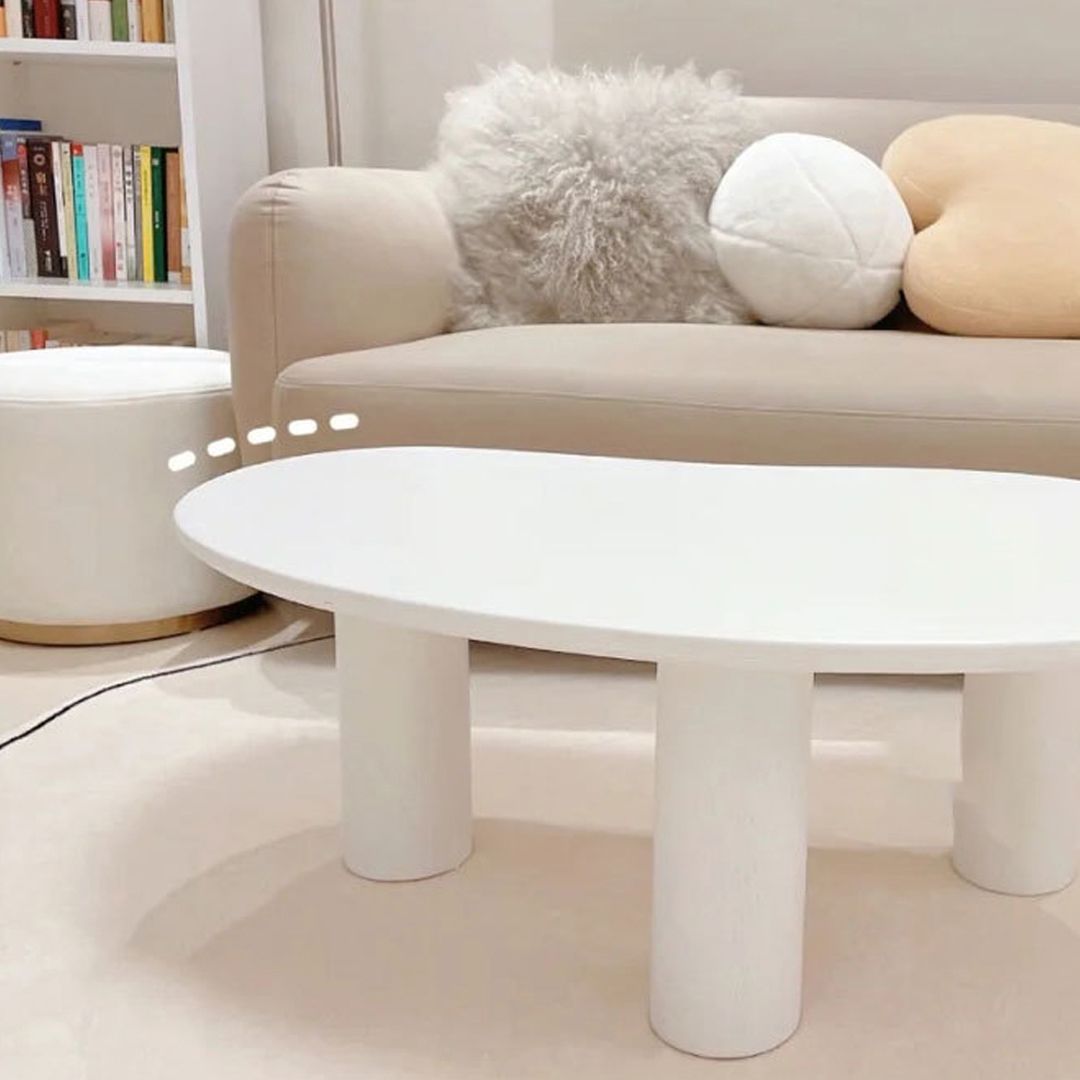Scandinavian Wood & Metal Coffee Table Irregular Top 3 Legs Cocktail Table