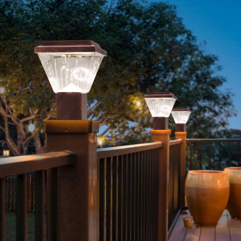 Modern LED Pillar Lamp Waterproof Solar Lighting Fixture with Acrylic Shade for Garden