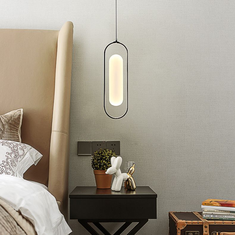 Simplicidad Péndulo oblongo Ligera acrílica La lámpara colgante de acrílico LED en negro
