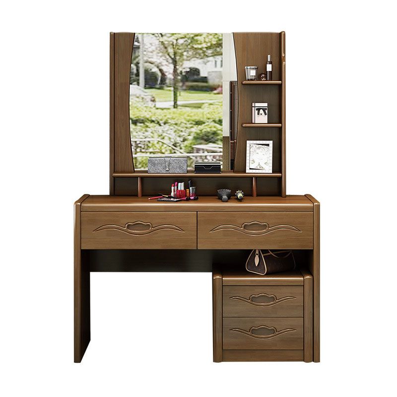 Traditional Bedroom Solid Wood 4 Drawer Standing Make-up Vanity