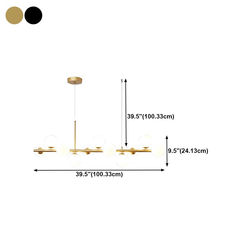 Modern Metal Ceiling Light Ball Shape Pendant Lamp with Glass Shade for Living Room