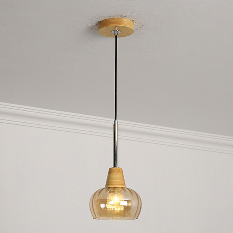 Geometrisches Glas hängend hängendes Holz zeitgenössischer Stil Anhänger Licht für Küche
