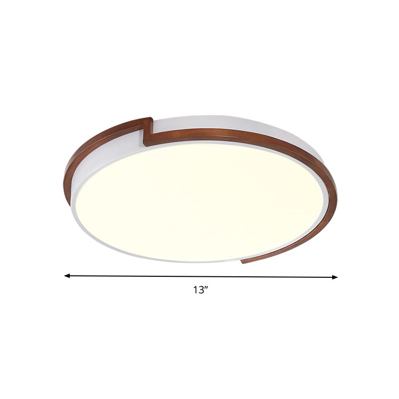 Circle Flush Mount Macaron Metal White/Green LED Flush Mount Lamp with Acrylic Diffuser for Living Room, 13"/17"/21" Wide