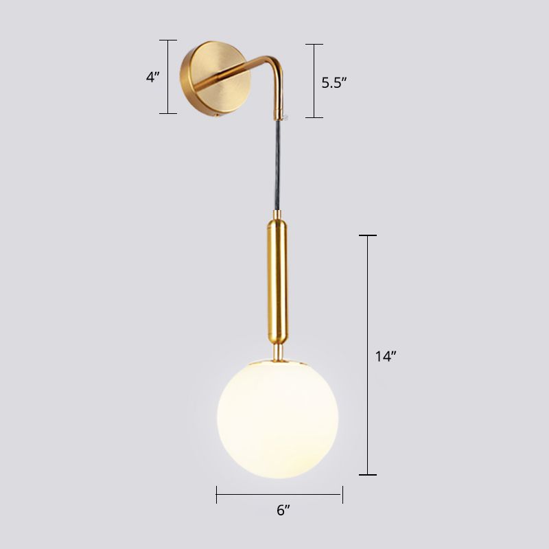 Opaalglas bolvormige wandlamp armatuur eenvoud 1 lamp wandlicht sconce voor slaapkamer