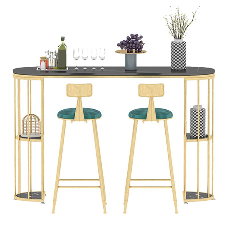 Modern Bar Pub Table Set 1/3 Pcs Metal Frame Bar Table and Upholstered Stools