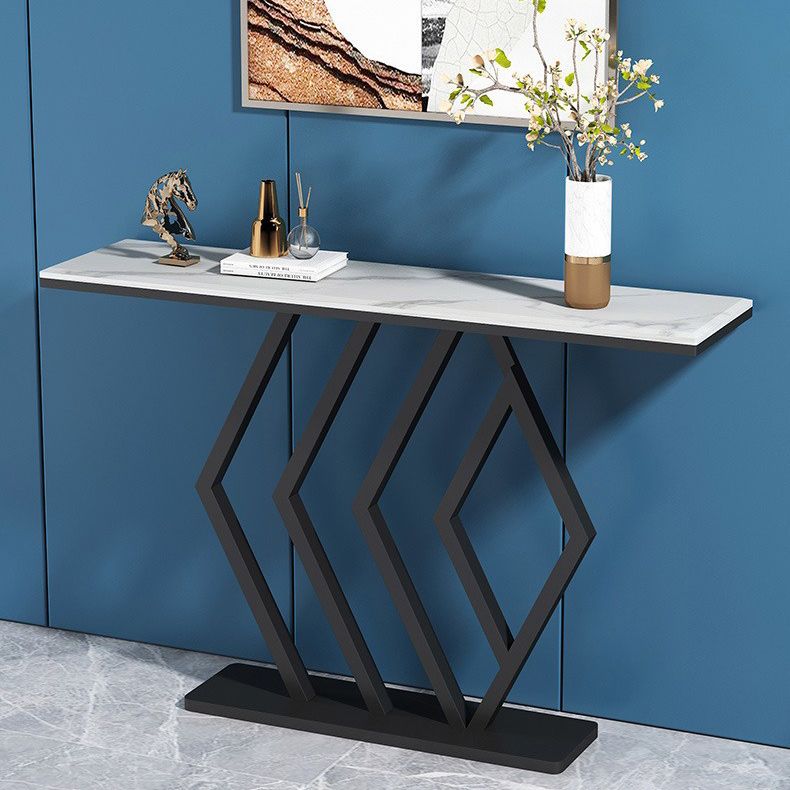 31.5-inch Tall Hall Console Table Glam Stone Accent Table with 1 Shelf