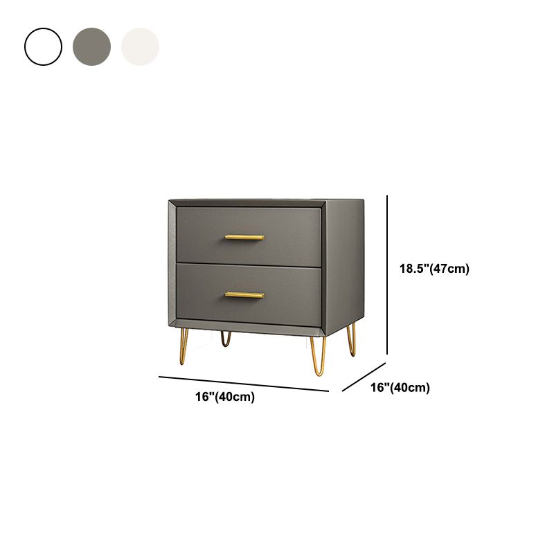 Wooden Nightstand 18.5"/19.2"' Tall 2 - Drawer Nightstand in White / Blue / Grey