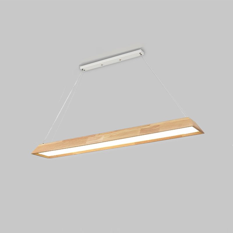 Modern Wood Pendant Light Geometric Shape Island Light with Acrylic Shade for Living Room