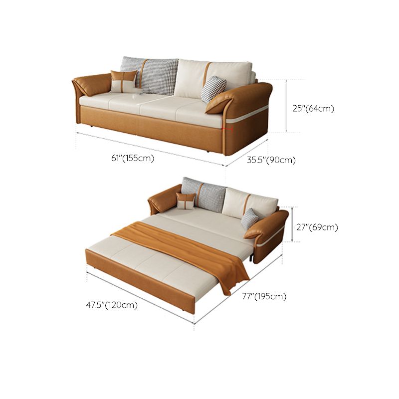 35.43" Wide Faux leather Sleeper Sofa White Sofa Bed with Detachable Mattress