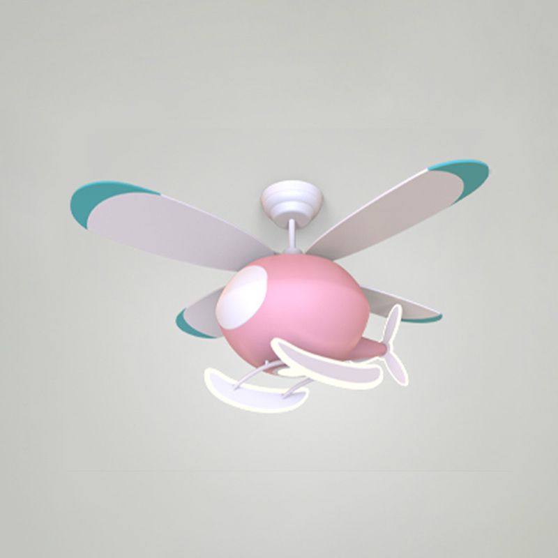 Avión de metal Flush Mount Luz de ventilador LED colorido moderno para la habitación de los niños